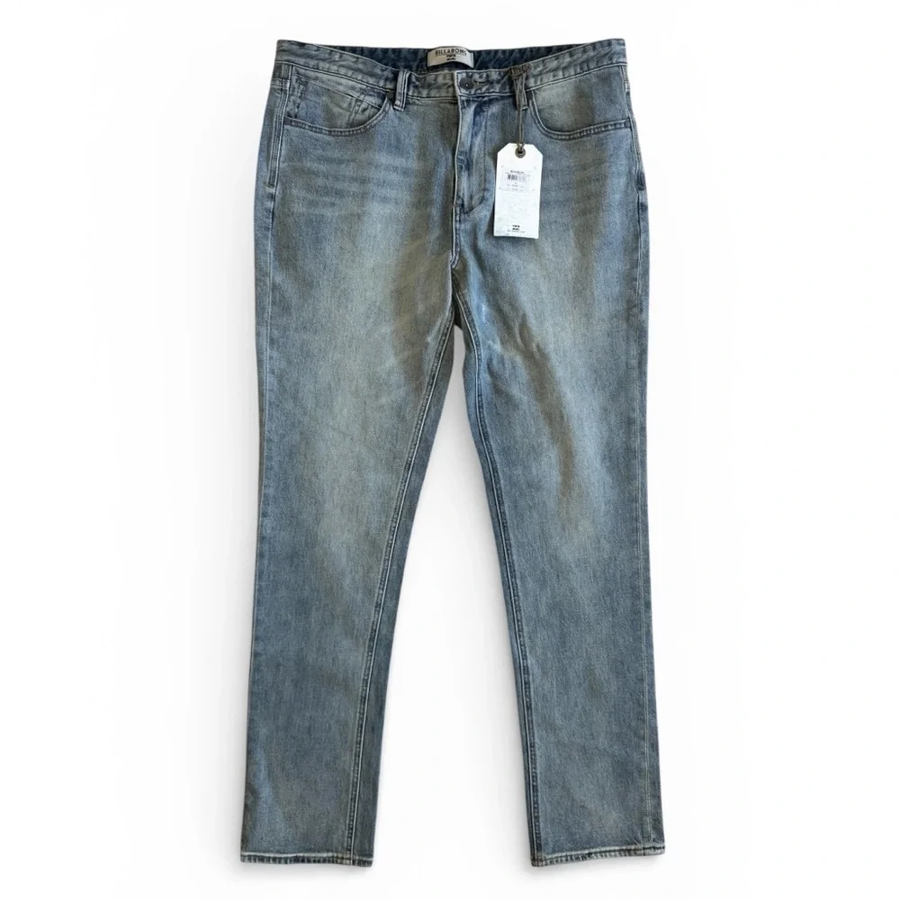 NWT Billabong Outsider Slim Stretch Jeans Streetwear Light Wash Blue Denim 36